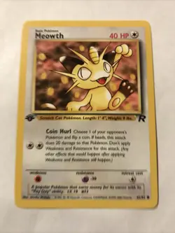 Pokemon TCG 1st Edition Meowth 62/82 Team Rocket WOTC Card - Image 1