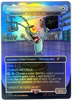 MTG Plankton, Tiny Tyrant Skrelv, Defector Mite FOIL Secret Lair SpongeBob 1926 - Image 1