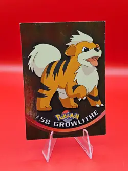1999 Topps Pokemon TV Animation Edition Series 1 Growlithe Blue Logo Foil #58 LP - Image 1