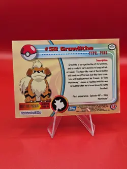 1999 Topps Pokemon TV Animation Edition Series 1 Growlithe Blue Logo Foil #58 LP - Image 2