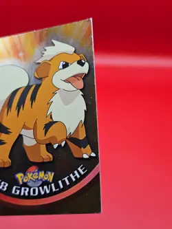1999 Topps Pokemon TV Animation Edition Series 1 Growlithe Blue Logo Foil #58 LP - Image 4