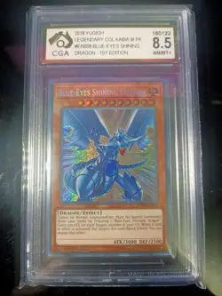 Yu-Gi-Oh Card Blue Eyes Shining Dragon LCKC-EN008 Secret Rare Graded CGA 8.5 - Image 1