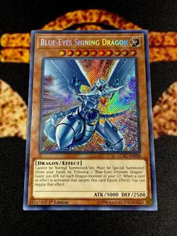 YUGIOH • BLUE EYES SHINING DRAGON • SECRET RARE • LCKC-EN008 • 1st EDITION • NM - Image 2
