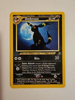 Pokemon TCG Umbreon Neo Discovery Holo Rare Card 13/75 Vintage - Image 1