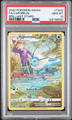 PSA 10 GEM MINT! Pokemon Vaporeon TG02/TG30 Trainer Gallery Brilliant Stars 2022 - Image 1