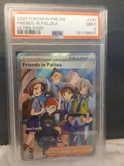 Pokemon TCG Trainer Friends in Paldea Ultra Rare Holo Card 137/131 PSA 9 - Image 1
