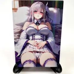 Re:Zero Emilia Sexy Hot Anime Waifu Girl Doujin Lewd Goddess Story Holo Art Card - Image 2