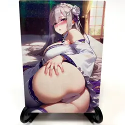 Re:Zero Emilia Sexy Hot Anime Waifu Girl Lewd Doujin Goddess Story Holo Art Card - Image 2
