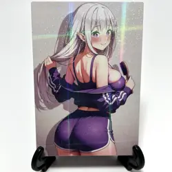 Re:Zero Emilia Sexy Hot Anime Waifu Girl Lewd Doujin Goddess Story ACG Art Card - Image 2