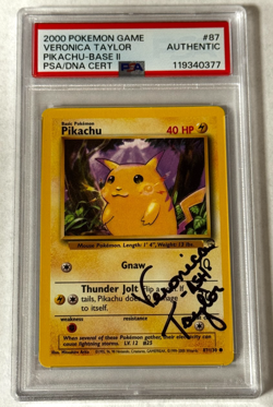 Pikachu Veronica Taylor -Ash- Signed PSA/DNA Auto Pokemon Base Set ll #87/130 - Image 1