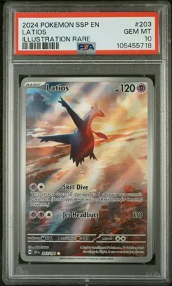 2024 POKEMON SSP EN-SURGING SPARKS ILLUSTRATION RARE #203 LATIOS PSA 10 - Image 1