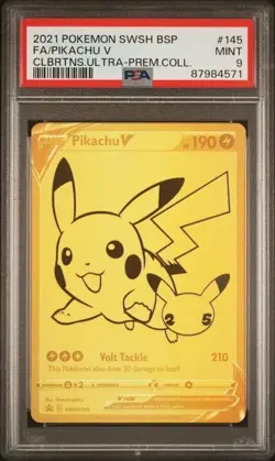 2021 POKEMON SWSH BLACK STAR PROMO #145 FULL ART/PIKACHU V PSA 9 - Image 1