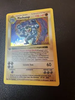 POKEMON 1st Edition Shadowless Base Set MACHAMP 8/102 Holo Rare LP MP Vintage - Image 1