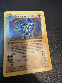 POKEMON 1st Edition Shadowless Base Set MACHAMP 8/102 Holo Rare LP MP Vintage - Image 2
