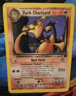 Pokemon Dark Charizard TCG Team Rocket WOTC Vintage, Non-Holo Rare Card 21/82 - Image 1