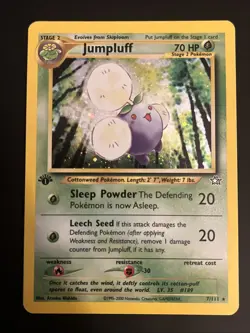 Pokemon Card: Neo Genesis 1st Edition Rare Holo: Jumpluff 7/111 - Image 1