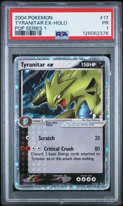 PSA 1 Tyranitar EX Holo #17/17 Pop Series 1 2004 Pokemon PR - Image 1