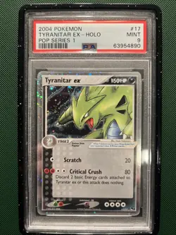 Pokemon Tyranitar ex Holo Pop Series 1 Psa 9 2004 Mint #17 Holo Bleed Swirl - Image 1