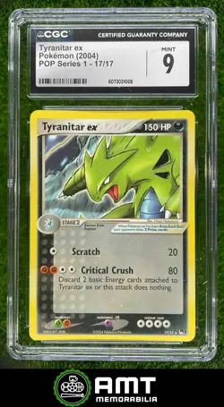 6073031008 2004 Pokemon POP Series 1 #17/17 Tyranitar ex CGC 9 - Image 1