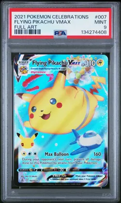 2021 POKEMON CELEBRATIONS #007 FULL ART/FLYING PIKACHU VMAX PSA 9 - Image 1