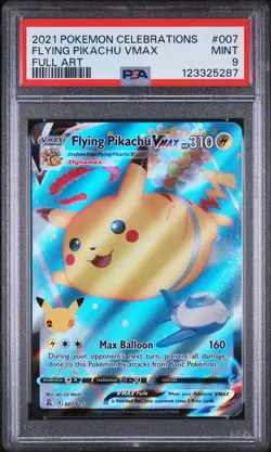 2021 POKEMON CELEBRATIONS #007 FULL ART/FLYING PIKACHU VMAX PSA 9 - Image 1