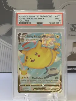 2021 POKEMON CELEBRATIONS #007 FULL ART FLYING PIKACHU VMAX PSA 9 MINT - Image 1