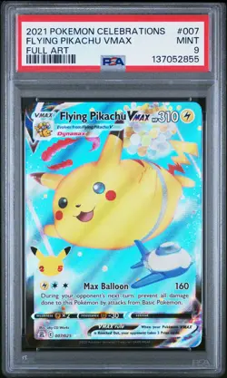 2021 POKEMON CELEBRATIONS #007 FULL ART/FLYING PIKACHU VMAX PSA 9 - Image 1
