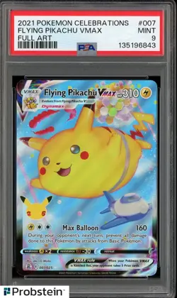 2021 Pokemon Celebrations Full Art #007 Flying Pikachu Vmax PSA 9 MINT - Image 1