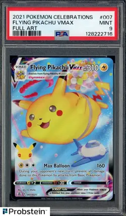 2021 Pokemon Celebrations Full Art #007 Flying Pikachu VMax PSA 9 MINT - Image 1