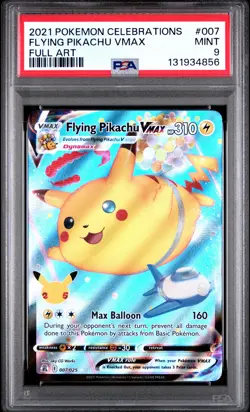 2021 POKEMON CELEBRATIONS #007 FULL ART/FLYING PIKACHU VMAX PSA 9 - Image 1