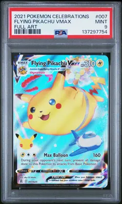 2021 POKEMON CELEBRATIONS #007 FULL ART/FLYING PIKACHU VMAX PSA 9 - Image 1