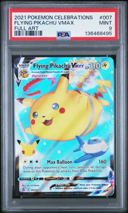 2021 POKEMON CELEBRATIONS #007 FULL ART/FLYING PIKACHU VMAX PSA 9 - Image 1