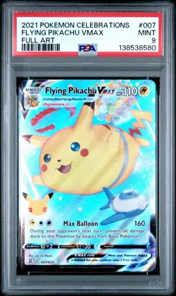 2021 POKEMON CELEBRATIONS #007 FULL ART/FLYING PIKACHU VMAX PSA 9 - Image 1
