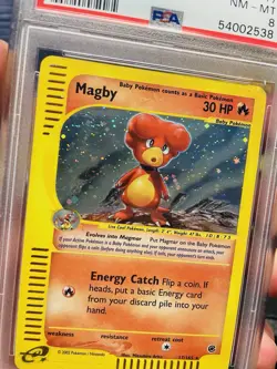 PSA 8 Magby 17/165 2002 Expedition Holo Rare Pokemon Card (Crack) - Image 2