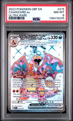 2023 POKEMON OBF EN-OBSIDIAN FLAMES ULTRA RARE #215 CHARIZARD EX PSA 8 - Image 1