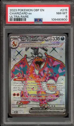Pokemon Charizard ex Obsidian Flames Ultra Rare #215 PSA 8 - Image 1