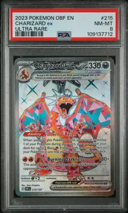 2023 Pokemon Obsidian Flames Charizard ex #215 Ultra Rare PSA 8 - Image 1