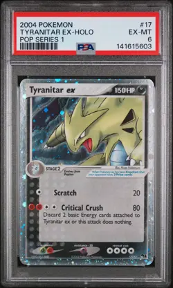 Tyranitar EX ⭐ Holo 17 Pop Series 1 2004 Pokemon PSA 6 - Image 1