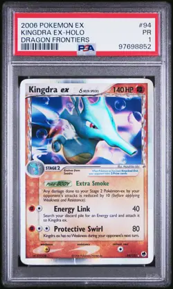 2006 POKEMON EX DRAGON FRONTIERS #94 KINGDRA EX-HOLO PSA 1 - Image 1