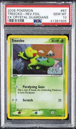 2006 POKEMON EX CRYSTAL GUARDIANS #67 TREECKO-REVERSE FOIL PSA 10 - Image 1