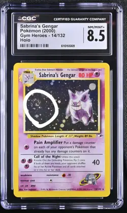 CGC 8.5 Sabrina's Gengar 2000 Gym Heroes 14/132 Holo SWIRL Pokemon Card - Image 1