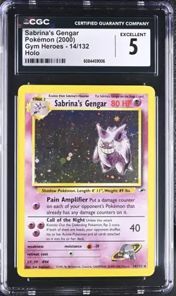 CGC 5 EXCELLENT Sabrina's Gengar 2000 Gym Heroes 14/132 Holo Rare Pokemon Card - Image 1