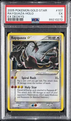 2005 POKEMON EX DEOXYS GOLD STAR #107 RAYQUAZA-HOLO PSA 5 - Image 1