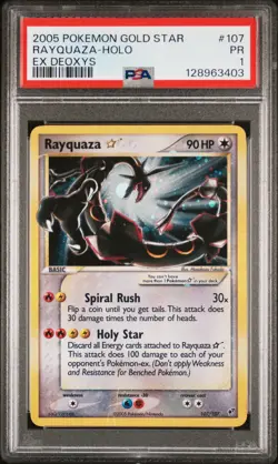 2005 POKEMON EX DEOXYS GOLD STAR #107 RAYQUAZA-HOLO PSA 1 - Image 1