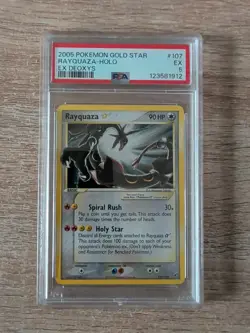 2005 POKEMON EX DEOXYS GOLD STAR #107 RAYQUAZA-HOLO PSA 5 - Image 2