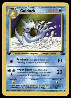Pokemon TCG Fossil 1st Edition #35/62 Golduck LP+ - Image 1