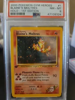 2000 POKEMON GYM HEROES #1 BLAINE'S MOLTRES HOLO-1ST EDITION PSA 8 - Image 1