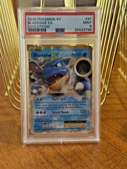 PSA 9 Pokemon TCG Blastoise EX XY Evolutions Holo Rare Card 21/108 MINT - Image 1