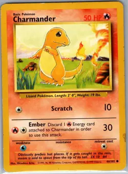 Charmander 46/102 Non Holo Base Set - Pokemon Card - LP - Image 1