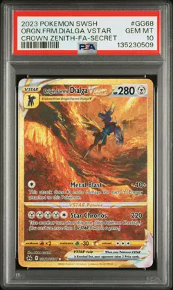 2023 POKEMON SWSH CROWN ZENITH SECRET FULL ART/ORIGIN FORME DIALGA VSTAR PSA 10 - Image 1